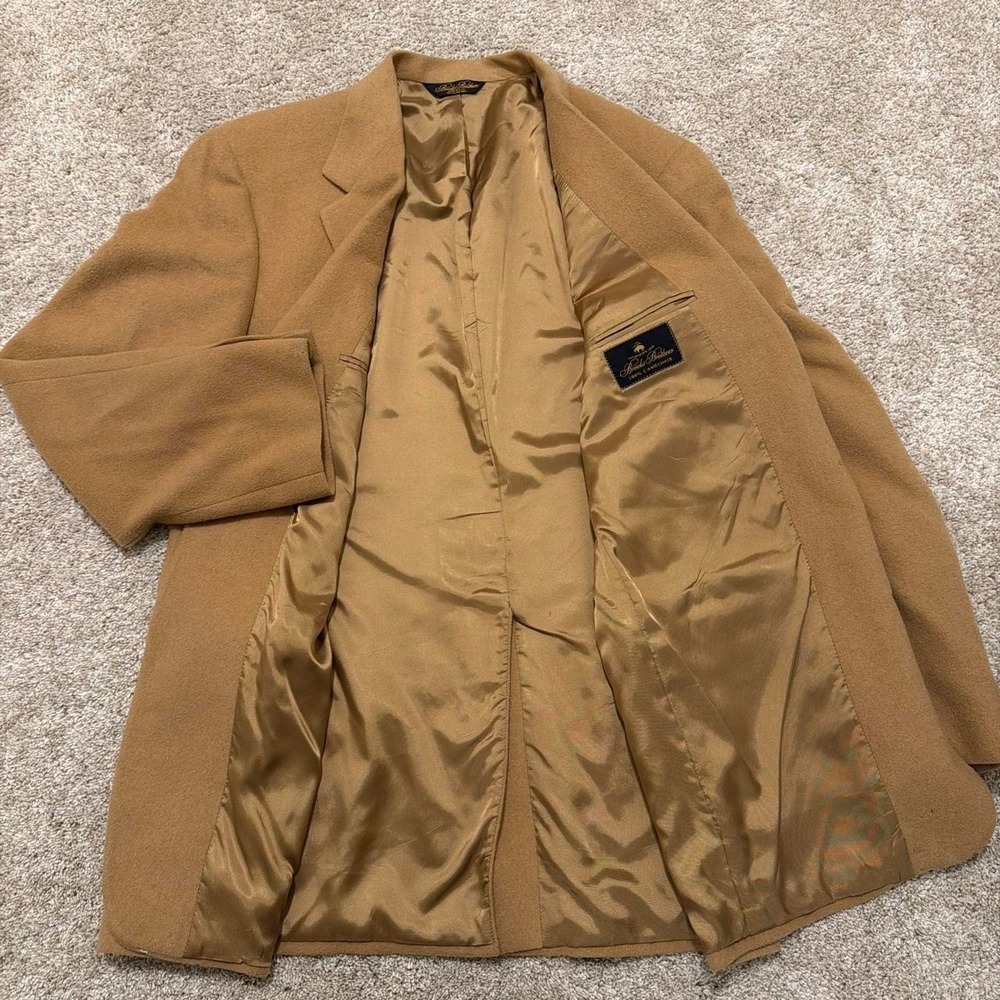 90s Vintage Brooks Brothers 100% Camel Hair Blazer | Made in USA | Tan | 43L